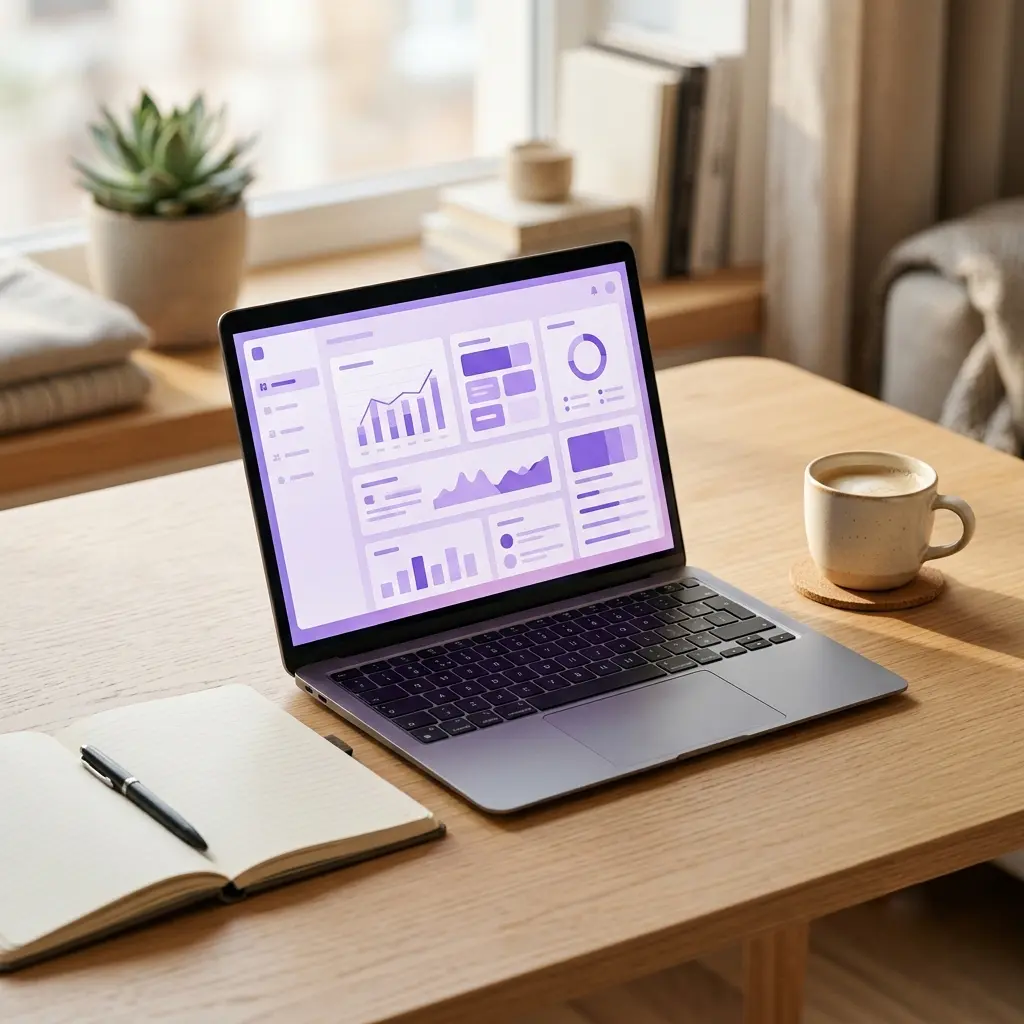 TechFlow CRM dashboard on a laptop